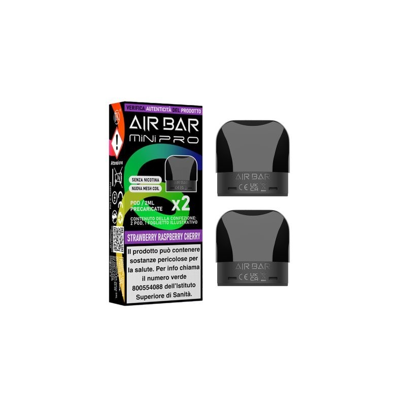 Air Bar Pro Strawberry Raspberry Cherry 0Mg (prezzo per 1 pod-confezione da 2)