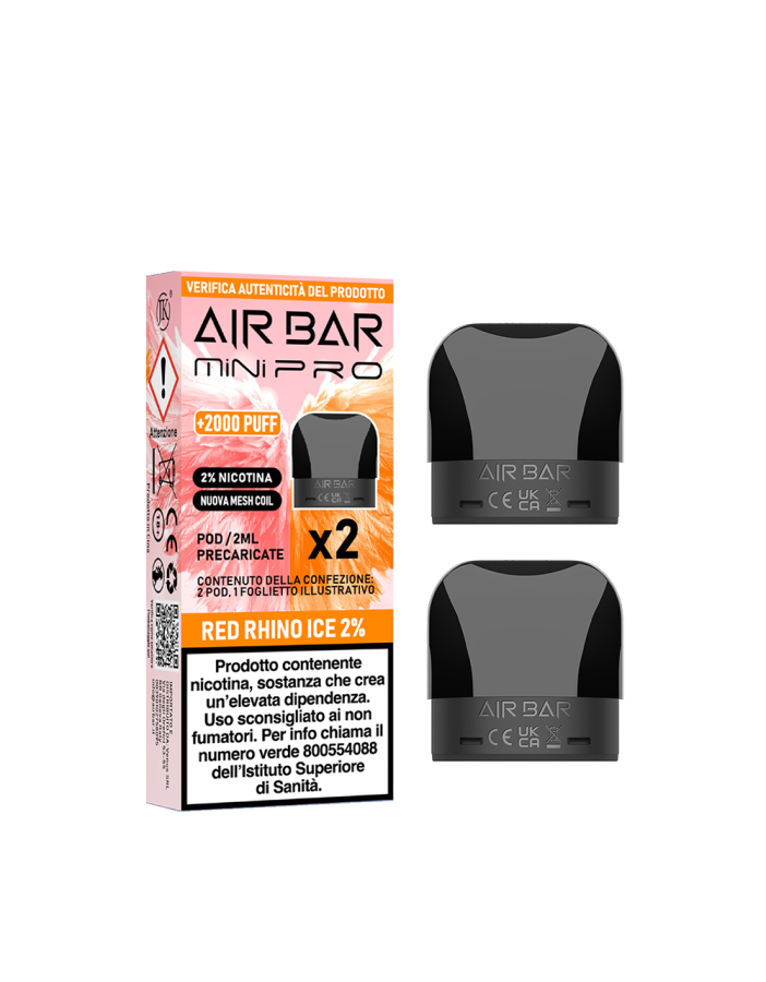 Air Bar PRO - RED Rhino 20mg Ice  (confezione da 2)